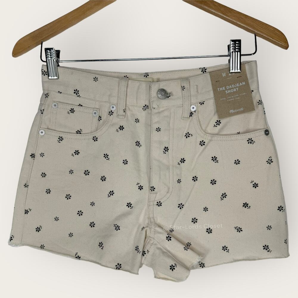 Madewell Daisy Drizzle Dad Jean Short Natural Ecru High Rise Waist 26 Cutoff 90s
